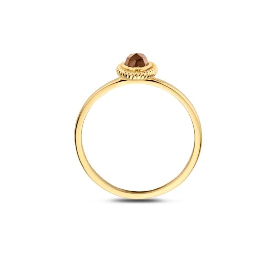 Gouden ring met parelmoer en pure kwarts mt 54 1239YBQ/54