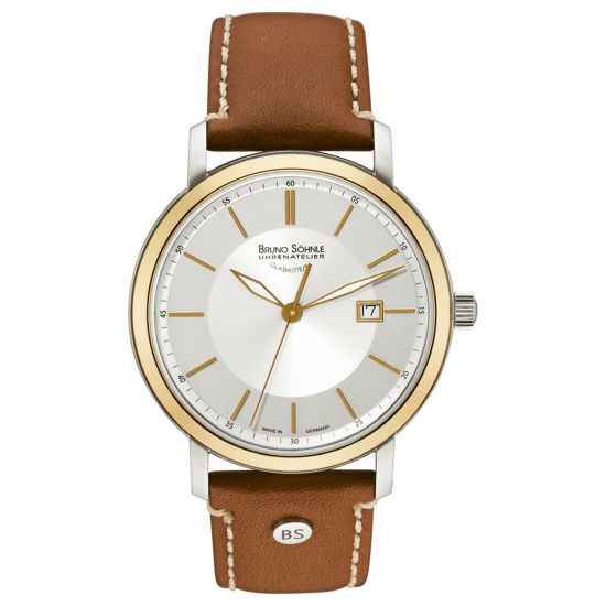 BS horloge heren staal/geel/leer  17-23138-241