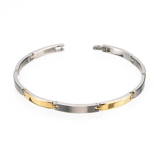 Boccia armband titanium/geel pvd 0319-05